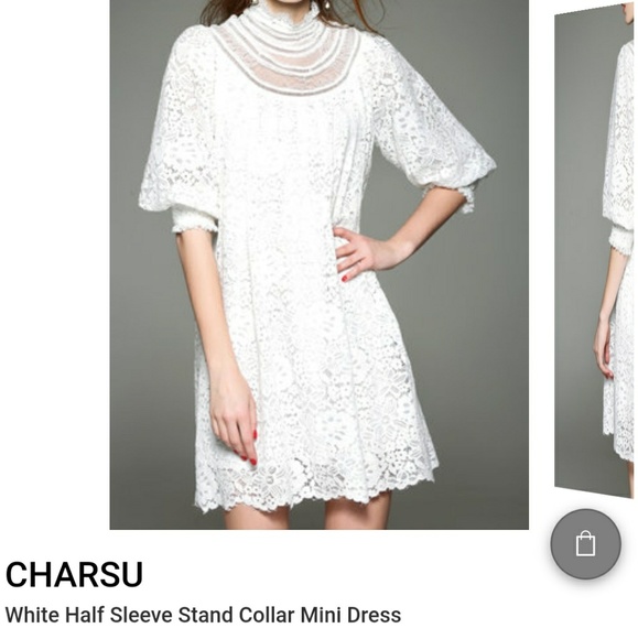 White soft lace mini dress Small - Picture 2 of 8